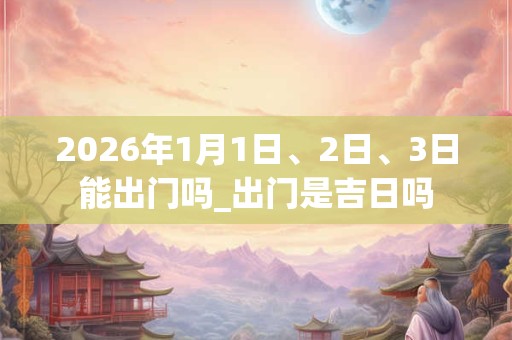 2026年1月1日、2日、3日能出门吗_出门是吉日吗