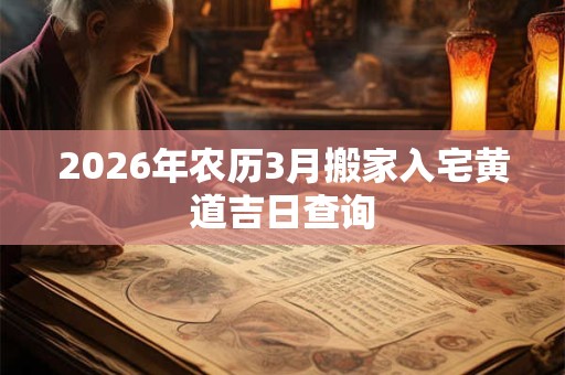 2026年农历3月搬家入宅黄道吉日查询