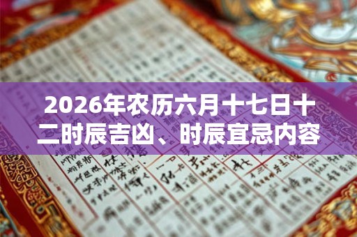 2026年农历六月十七日十二时辰吉凶、时辰宜忌内容查询