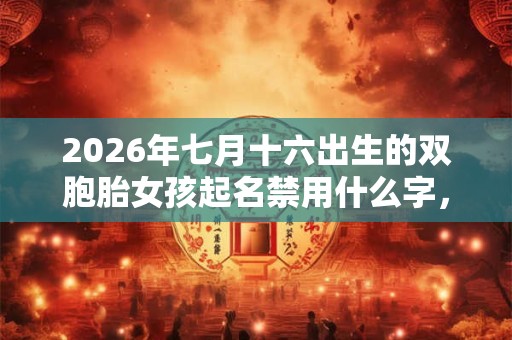 2026年七月十六出生的双胞胎女孩起名禁用什么字，五行属什么