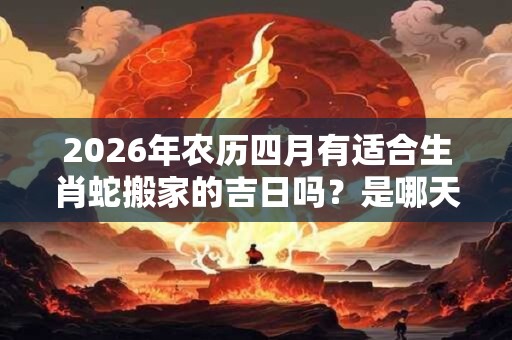 2026年农历四月有适合生肖蛇搬家的吉日吗？是哪天？