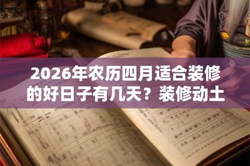 2026年农历四月适合装修的好日子有几天？装修动土开工日子怎么选？