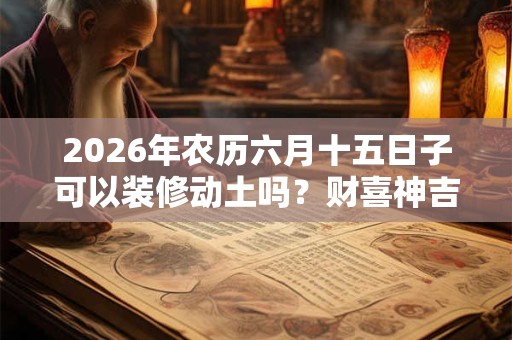 2026年农历六月十五日子可以装修动土吗？财喜神吉位在哪？