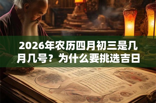 2026年农历四月初三是几月几号？为什么要挑选吉日？