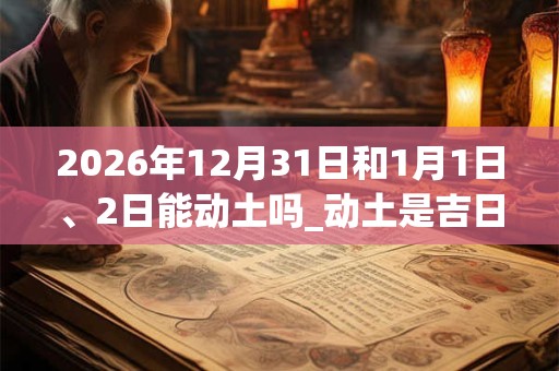 2026年12月31日和1月1日、2日能动土吗_动土是吉日吗