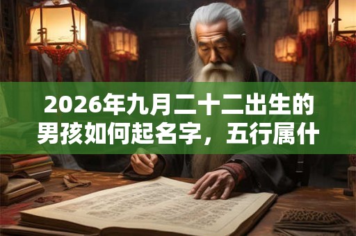 2026年九月二十二出生的男孩如何起名字，五行属什么