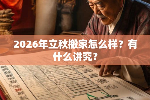 2026年立秋搬家怎么样？有什么讲究？