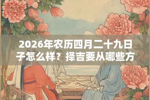 2026年农历四月二十九日子怎么样？择吉要从哪些方面考虑？