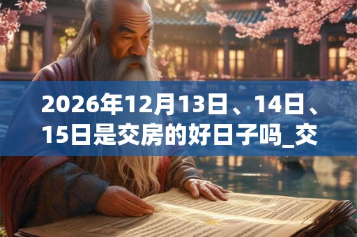 2026年12月13日、14日、15日是交房的好日子吗_交房可以吗 2026年12月13日、14日、15日是交房的好日子吗_交房可以吗