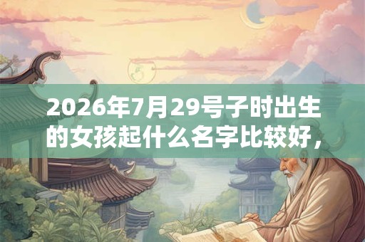 2026年7月29号子时出生的女孩起什么名字比较好，五行属什么。