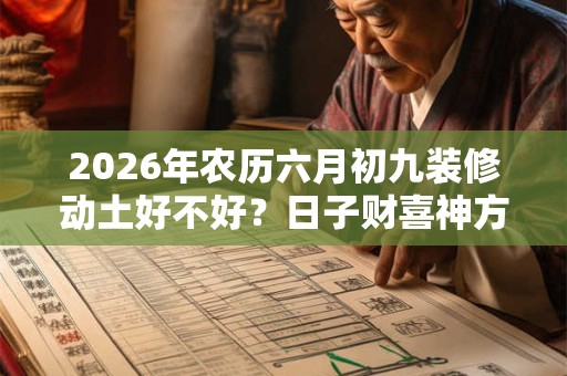 2026年农历六月初九装修动土好不好？日子财喜神方位？