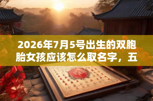 2026年7月5号出生的双胞胎女孩应该怎么取名字，五行属什么？