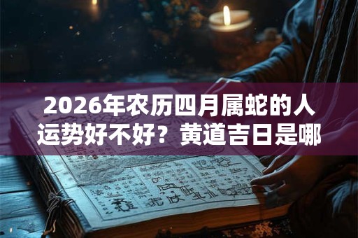 2026年农历四月属蛇的人运势好不好？黄道吉日是哪一天？
