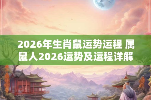 2026年生肖鼠运势运程 属鼠人2026运势及运程详解