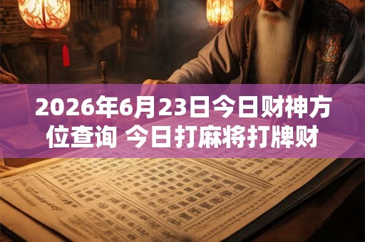 2026年6月23日今日财神方位查询 今日打麻将打牌财神方位! 2026年6月23日今日财神方位查询 今日打麻将打牌财神方位!
