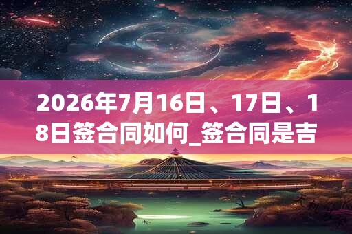 2026年7月16日、17日、18日签合同如何_签合同是吉日吗