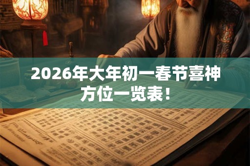 2026年大年初一春节喜神方位一览表！