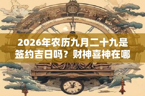 2026年农历九月二十九是签约吉日吗？财神喜神在哪个位置？