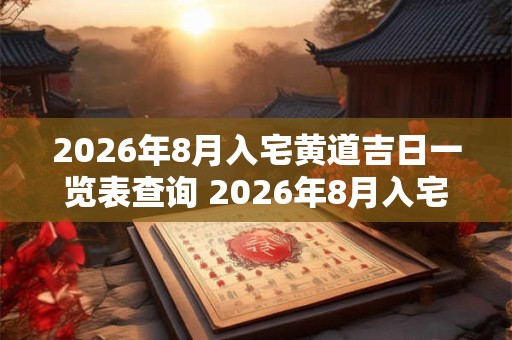 2026年8月入宅黄道吉日一览表查询 2026年8月入宅最旺日子时辰