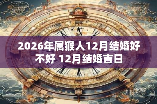 2026年属猴人12月结婚好不好 12月结婚吉日
