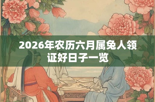 2026年农历六月属兔人领证好日子一览