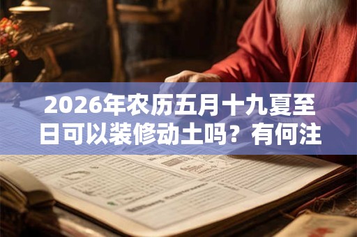 2026年农历五月十九夏至日可以装修动土吗？有何注意事项？
