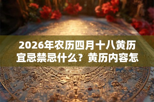 2026年农历四月十八黄历宜忌禁忌什么？黄历内容怎么看？