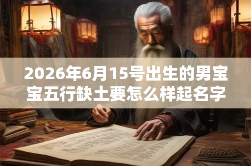 2026年6月15号出生的男宝宝五行缺土要怎么样起名字