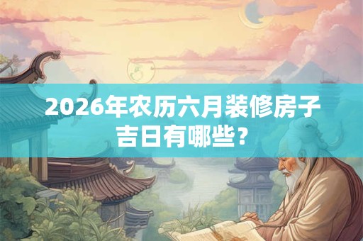 2026年农历六月装修房子吉日有哪些？