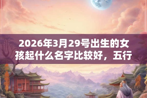 2026年3月29号出生的女孩起什么名字比较好，五行属什么