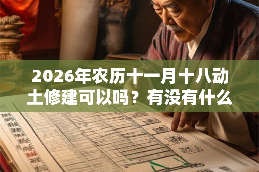2026年农历十一月十八动土修建可以吗？有没有什么不好？