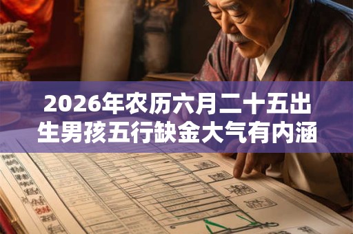 2026年农历六月二十五出生男孩五行缺金大气有内涵名字