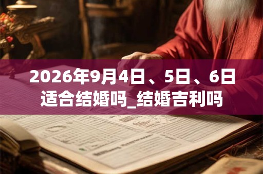2026年9月4日、5日、6日适合结婚吗_结婚吉利吗