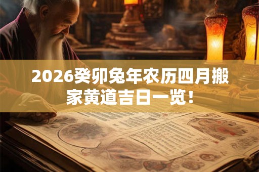 2026癸卯兔年农历四月搬家黄道吉日一览! 2026癸卯兔年农历四月搬家黄道吉日一览!