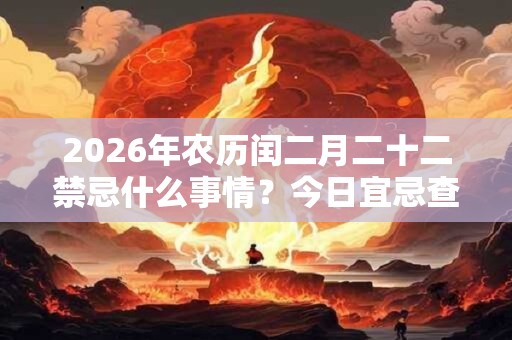 2026年农历闰二月二十二禁忌什么事情？今日宜忌查询