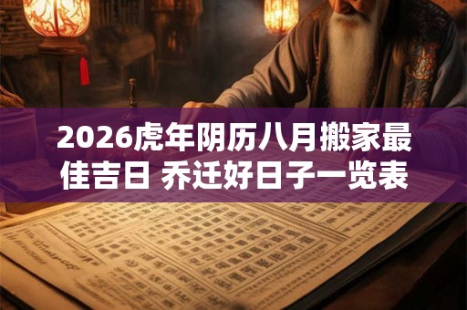 2026虎年阴历八月搬家最佳吉日 乔迁好日子一览表