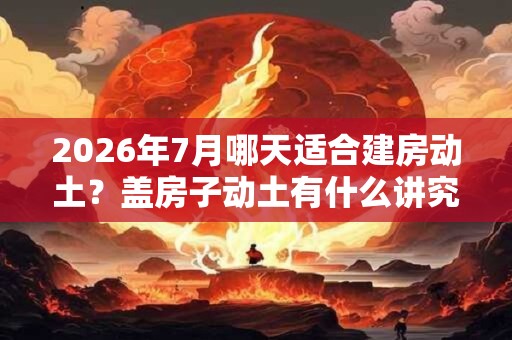 2026年7月哪天适合建房动土?盖房子动土有什么讲究? 2026年7月哪天适合建房动土?盖房子动土有什么讲究?