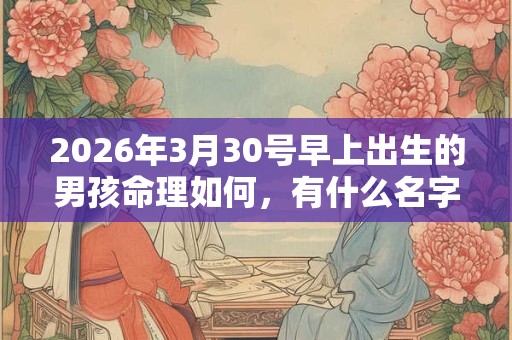 2026年3月30号早上出生的男孩命理如何，有什么名字推荐？