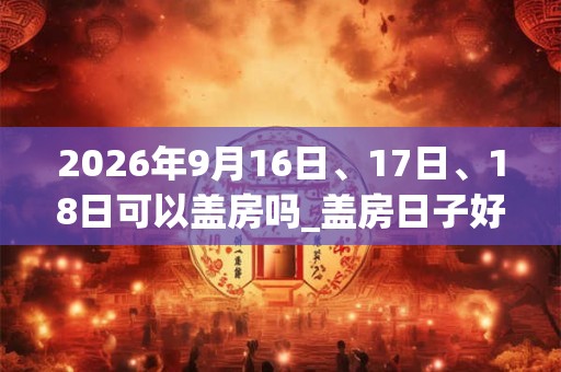 2026年9月16日、17日、18日可以盖房吗_盖房日子好吗