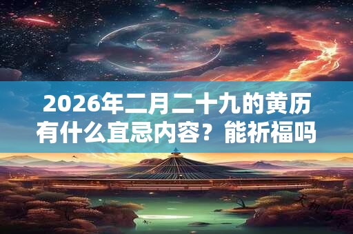 2026年二月二十九的黄历有什么宜忌内容？能祈福吗？