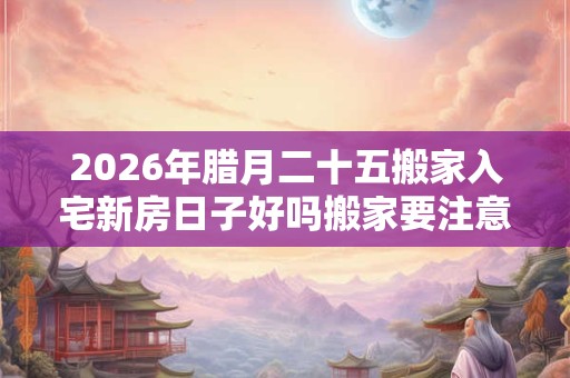 2026年腊月二十五搬家入宅新房日子好吗搬家要注意的事！