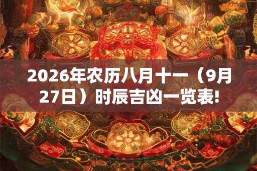 2026年农历八月十一(9月27日)时辰吉凶一览表! 2026年农历八月十一(9月27日)时辰吉凶一览表!