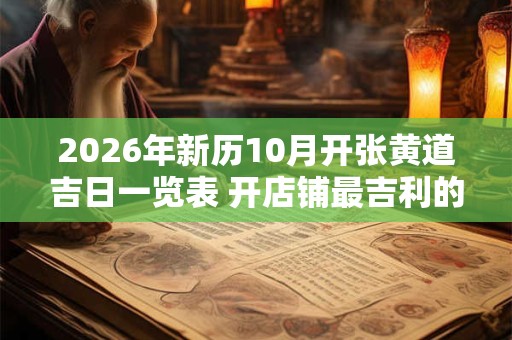 2026年新历10月开张黄道吉日一览表 开店铺最吉利的日子