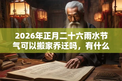 2026年正月二十六雨水节气可以搬家乔迁吗,有什么说法? 2026年正月二十六雨水节气可以搬家乔迁吗,有什么说法?