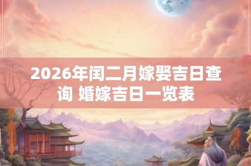 2026年闰二月嫁娶吉日查询 婚嫁吉日一览表