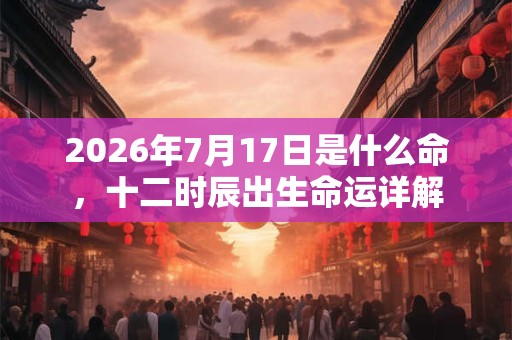 2026年7月17日是什么命，十二时辰出生命运详解