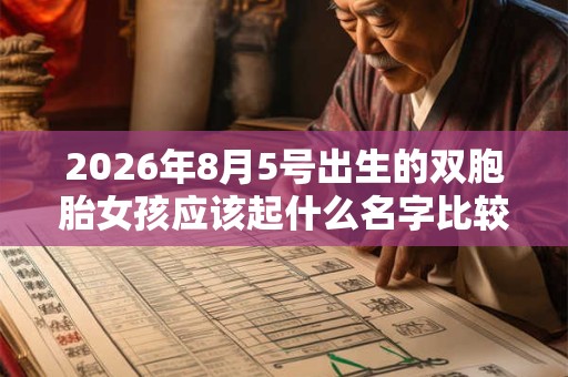 2026年8月5号出生的双胞胎女孩应该起什么名字比较好，五行属什么？