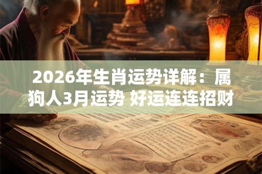 2026年生肖运势详解：属狗人3月运势 好运连连招财旺运