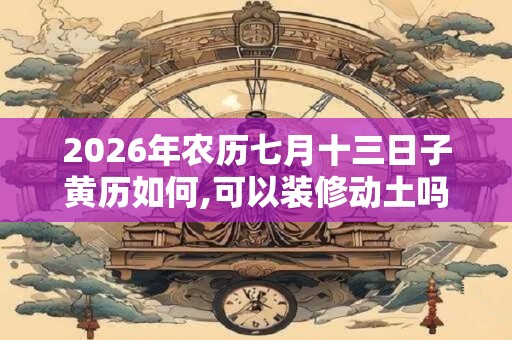 2026年农历七月十三日子黄历如何,可以装修动土吗？