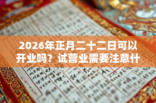 2026年正月二十二日可以开业吗？试营业需要注意什么？